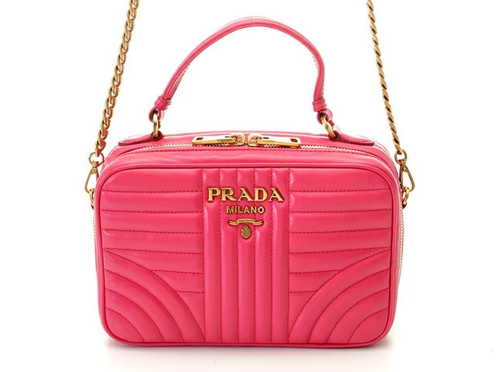 Prada Diagram Bag Leather Shoulder Bag Pink